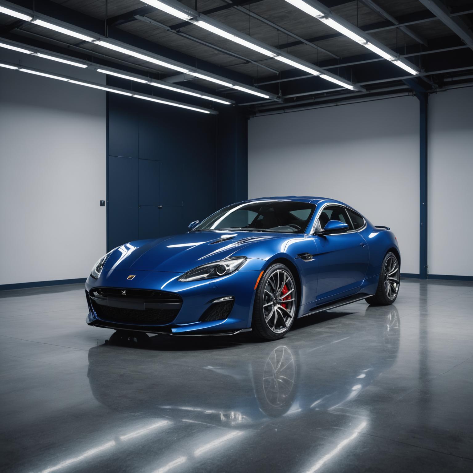 Midnight blue sports coupe